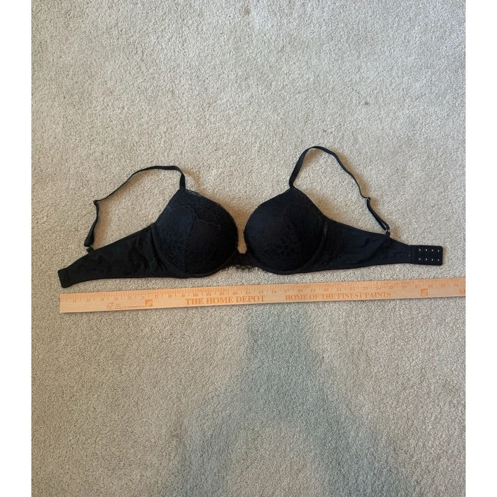 Victoria's Secret Lined Perfect Lined Bra Black With Lace‎ Detail  Size 36D
